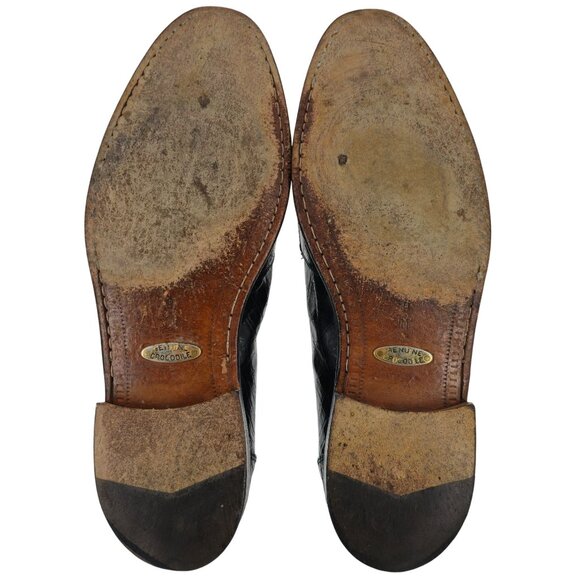 Zelli Tuscany Exotic Black Caiman Crocodile Dress Shoes Men 9 Penny Loafer Italy main image 11